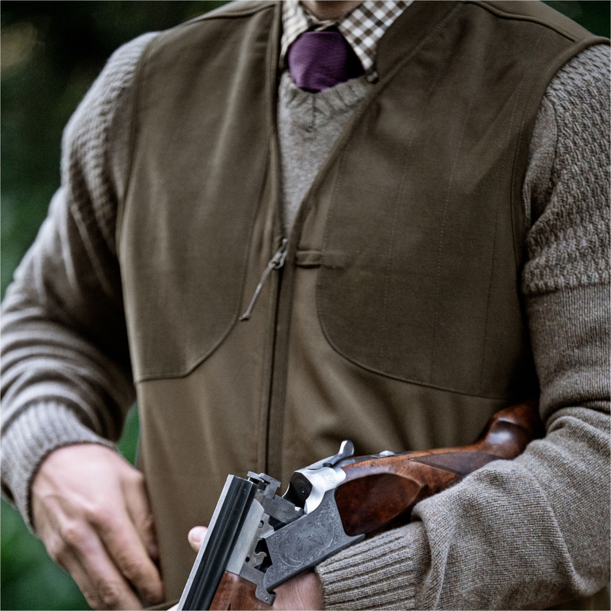 2026 Harkila Mens Skye Shooting Waistcoat 117430022005 - Willow Green / Shadow Brown